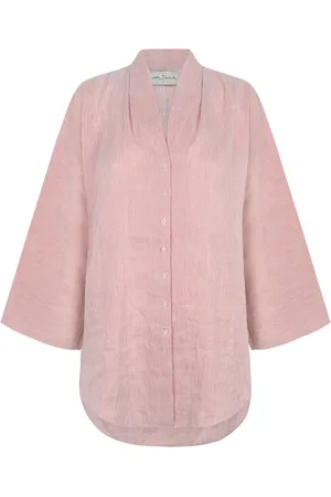 Cortana Shirts, female, , L, Striped Linen and Silk Oversized Shirt