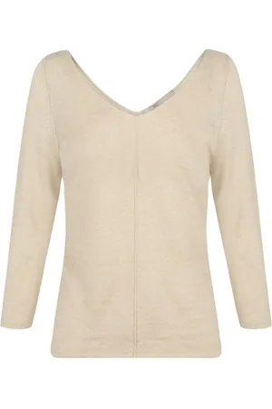 Cortana V-neck Knitwear, female, , M, Linen Pointelle V-Neck Jumper
