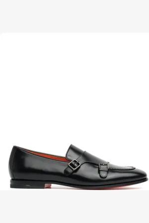 santoni Business Shoes, male, , 8 1/2 UK, Leather Double Buckle Shoes