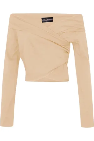 Cortana Long Sleeve Tops, female, , L, Asymmetric Hemp Viscose Crop Top