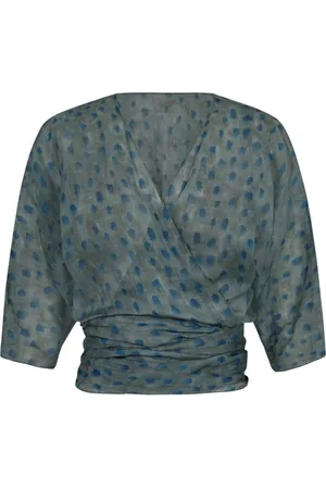 Cortana Blouses, female, , M, Ramie Cross Top Watercolor Print