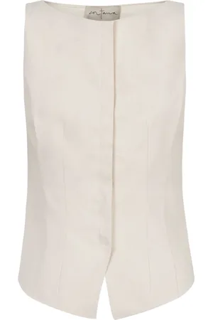 Cortana Vests, female, , M, Ivory Vest Cotton Viscose Blend