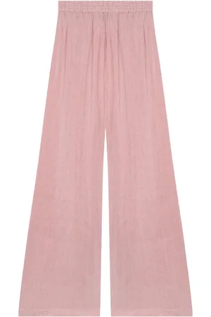 Cortana Striped High-Waisted Linen Silk Trousers