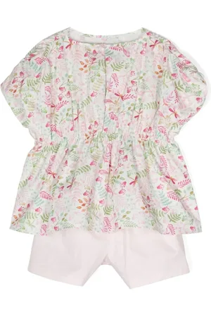 Il gufo Sets, female, , 8 Y, Floral Print Blouse & Shorts Set