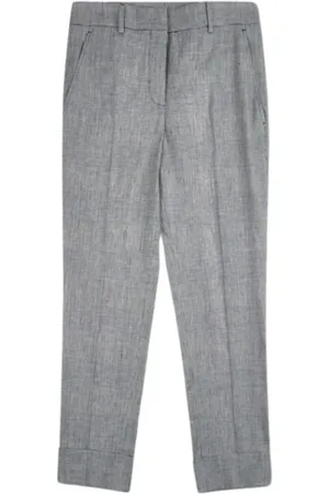 Incotex Cropped Trousers, female, , M, Linen Turn-Up Trousers