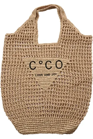 Co`Couture Tote Bags, female, , ONE SIZE, Straw Tote Bag with Logo