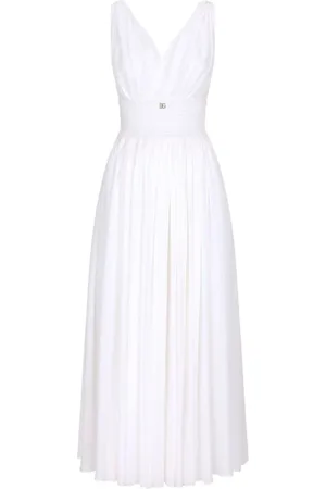 Dolce & Gabbana Midi Dresses, female, , S, Silk V-Neck Dress