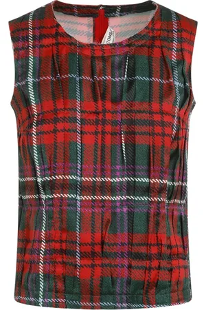 Comme des Garçons Sleeveless Tops, female, , S, Tartan Pleated Top