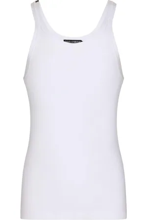 Dolce & Gabbana Sleeveless Tops, male, , 2XL, Ribbed Tank Top with Logo Patch