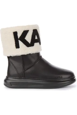 Karl Lagerfeld Leather Ankle Boots with Faux Fur