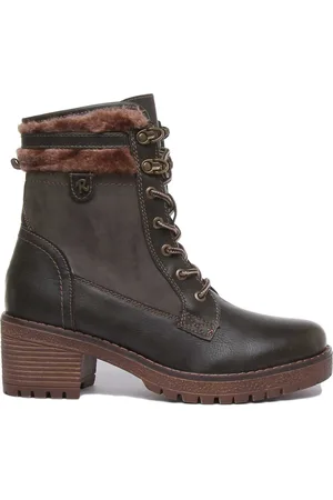 Refresh Lace-up Boots, female, , 6 UK, Khaki Military Style Faux Fur Boots