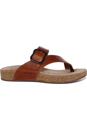 Josef Seibel Leather Toe Post Sandals Camel