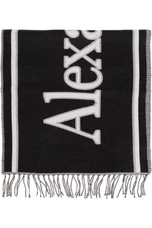 Alexander McQueen Fringe Logo Print Wraparound Scarf