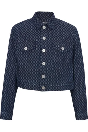 Balmain Denim Jackets, male, , XL, Mini monogram jacquard denim jacket