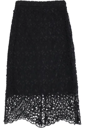 Burberry Lace Pencil Skirt with Scalloped Hem