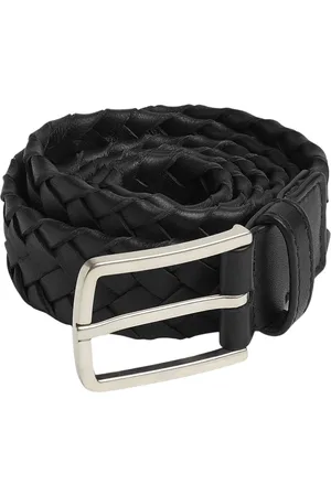 Bottega Veneta Belts, male, , 85 CM, Leather Belt with Silver Buckle