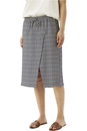 In Front Midi Skirts, female, , XL, Sensa Skirt Navy Print