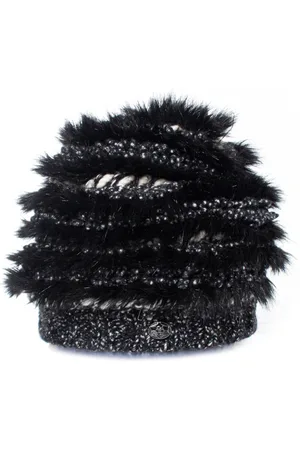 CHANEL Pre-owned Cashmere fur fringe beanie