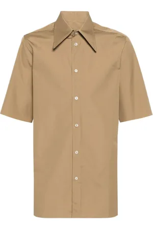 Maison Margiela Short Sleeve Shirts, male, , 2XS, Pointed Collar Poplin Shirt Raw Hem