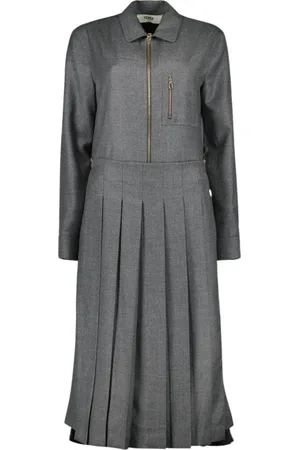 Fendi Wool Pleated Long Coat