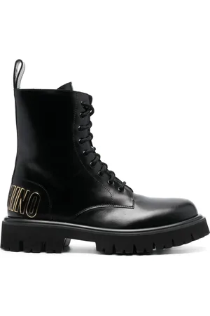 Moschino Lace-up Boots, male, , 10 UK, Logo-Embossed Ankle Boots