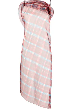Salvatore Ferragamo Midi Dresses, female, , S, Plaid Check Organza Midi Dress