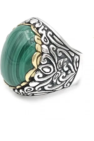 Jalan Jalan Rings, unisex, , 60 MM, 925 Sterling Silver Malachite Ring