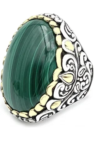 Jalan Jalan Rings, unisex, , 58 MM, 925 Sterling Silver Malachite Ring