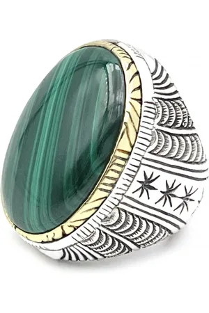Jalan Jalan Rings, unisex, , 56 MM, 925 Sterling Silver Malachite Ring
