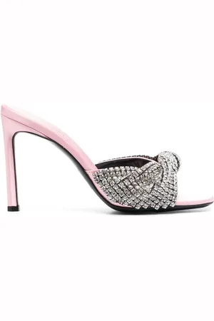 Sergio Rossi Heeled Mules, female, , 3 UK, Rose Pink Crystal Mules