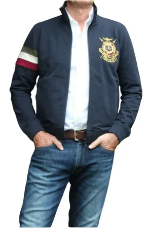 Aeronautica Militare Bomber Jackets, male, , 4XL, Zippered Cotton Jacket with Embroidered Patch
