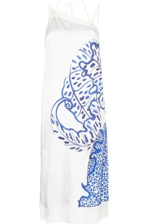 Salvatore Ferragamo Midi Dresses, female, , XS, Floral Print Silk Midi Dress