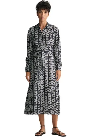 GANT Long Printed Viscose Shirt Dress