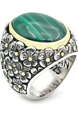 Jalan Jalan Rings, unisex, , 56 MM, 925 Sterling Silver Malachite Ring