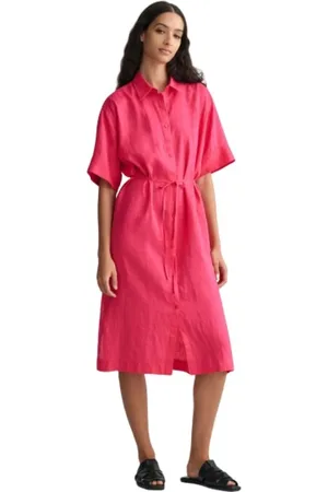 GANT Shirt Dresses, female, , XL, Short Sleeve Linen Shirt Dress