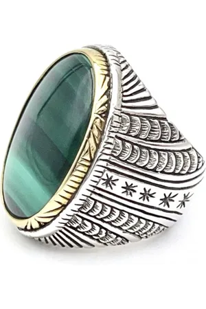 Jalan Jalan Rings, unisex, , 58 MM, 925 Sterling Silver Ring with Oval Malachite