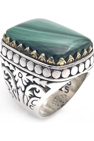 Jalan Jalan Rings, unisex, , 58 MM, 925 Sterling Silver Malachite Ring