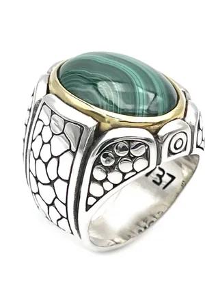 Jalan Jalan Rings, unisex, , 56 MM, 925 Sterling Silver Ring with Oval Malachite