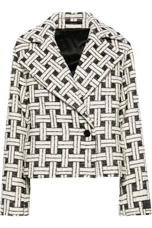 Kenzo Blazers, female, , M, Check Pattern Double-Breasted Coat