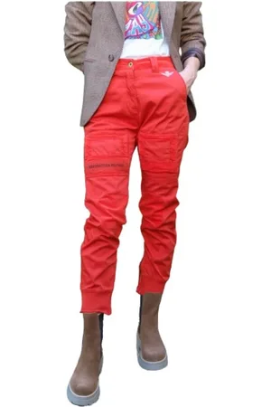Aeronautica Militare Slim-fit Trousers, female, , XS, Anti-G Trousers - Orange Cotton