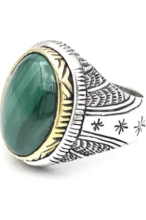Jalan Jalan Rings, unisex, , 56 MM, 925 Sterling Silver Malachite Ring