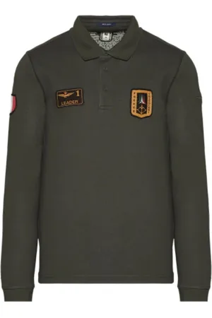 Aeronautica Militare Long Sleeve Polo with Italian Air Force Patches