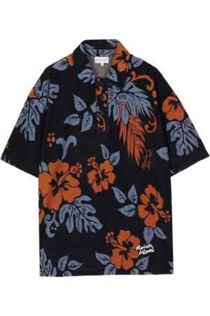 Maison Kitsuné Tropical Flowers Jacquard Polo Shirt