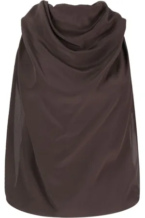 Lanvin Sleeveless Tops, female, , M, Draped Sleeveless Silk Top