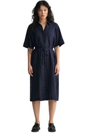 GANT Shirt Dresses, female, , XL, Short Sleeve Linen Shirt Dress