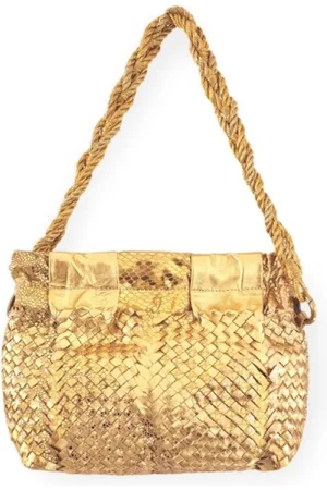 Claramonte Braided Leather Pochette Mix Gold