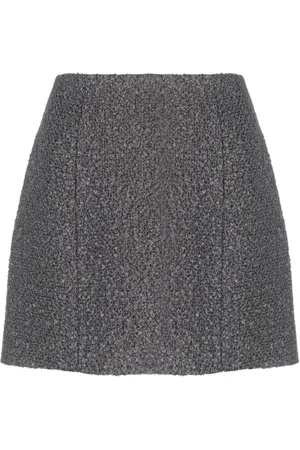 Patou Short Skirts, female, , M, Anthracite Grey Textured-Knit Mini Skirt