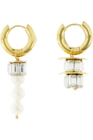 Timeless Pearly Earrings, female, , ONE SIZE, Mismatched Donut Earrings with Pearls and Rhinestones