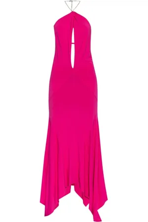 The Attico Fuchsia Long Dress with Chain Detail