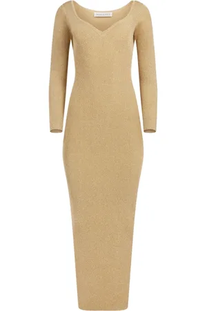 Nina Ricci Maxi Dresses, female, , M, Gold Heart Neckline Open-Back Dress
